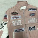 FOESCE American Style Embroidered PU Leather Baseball Jacket for Men and Women, Autumn High Street Racing Jacket  Motorcycle Jacket