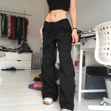 FOESCE American Style Vintage Multi-pocket Distressed Cargo Pants Loose Fit Slimming Straight-leg Casual Trousers For Men Women