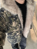 FOESCE American Vintage Camouflage Plush Hat Jacket Y2K High Street Hip hop Harajuku Loose Women Make Old Hoodies Fashion Streetwear