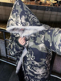 FOESCE American Vintage Camouflage Plush Hat Jacket Y2K High Street Hip hop Harajuku Loose Women Make Old Hoodies Fashion Streetwear