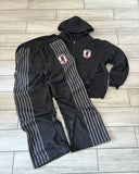 FOESCE American Vintage Stripe Zipper Hooded Sweatshirt Set Men Clothing Harajuku Style Hip Hop Sweatshirt Set Tracksuit Men