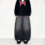 FOESCE American Y2K New Baggy Wide Leg Black Jeans Overszied Men Street Casual Joker Denim Pants Couple Jeans Retro Streetwear