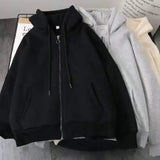 FOESCE American Y2K New Fashion Trend Fleece Padded Zipper Hoodie Women Street Hip Hop Joker Loose Sweatshirt Couple Casual Punk Hoodie