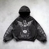 FOESCE American Y2K New Fashion Trend Fleece Padded Zipper Hoodie Women Street Hip Hop Joker Loose Sweatshirt Couple Casual Punk Hoodie