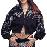 FOESCE American new sweatshirt hot girl style retro hip-hop personality street straight loose sweatshirt hooded long-sleeved sweatshirt