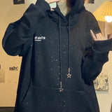 FOESCE American retro baby girl double hooded sweater autumn and winter new loose letters fashion temperament coat Joker casual coat.