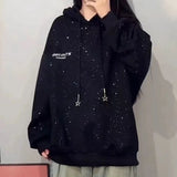 FOESCE American retro baby girl double hooded sweater autumn and winter new loose letters fashion temperament coat Joker casual coat.