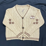 FOESCE Autumn Fashion Star Embroidered Khaki Knitted Cardigan Women Sweater Y2k Winter Warm  Loose Fit Long Sleeves Holiday Cardigan