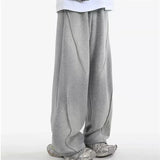 FOESCE Autumn Men's High Street Pleated Straight Pants Korean Fashion Elastic Waist Pockets Trousers Y2K Vintage pantalones hombre