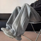 FOESCE Autumn Men's High Street Pleated Straight Pants Korean Fashion Elastic Waist Pockets Trousers Y2K Vintage pantalones hombre