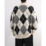 FOESCE Autumn Men's Luxury Knitted Printed Buttons Cardigan Sweater Long Sleeve Casual Streetwear Loose Stylish Leisure Coat