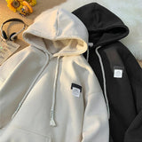 FOESCE Autumn New in Solid Color Hooded Sweatshirts For Men Y2K Streetwear Appliques Hoodies Women Oversized Fleece Pullover Hoody