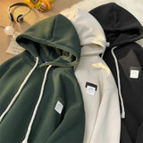 FOESCE Autumn New in Solid Color Hooded Sweatshirts For Men Y2K Streetwear Appliques Hoodies Women Oversized Fleece Pullover Hoody