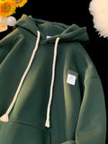 FOESCE Autumn New in Solid Color Hooded Sweatshirts For Men Y2K Streetwear Appliques Hoodies Women Oversized Fleece Pullover Hoody