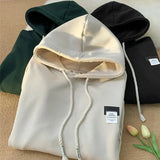 FOESCE Autumn New in Solid Color Hooded Sweatshirts For Men Y2K Streetwear Appliques Hoodies Women Oversized Fleece Pullover Hoody