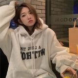 FOESCE Autumn Retro Green Letter Hoodie Women Ins Plus size Loose Hip Hop Hoodies Fashion Brand American Streetwear Oversized Outerwear