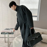 Autumn Winter Long Thick Warm Soft Fitted Woolen Coat Men Double Breasted Cool Luxury Chic Wool Blends Overcoat 2024