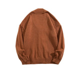 Foesce Autumn Winter Men Casual V-Neck Cardigan Sweaters Solid Color Long Sleeve Outerwear Single-breasted Male Loose Knitted Coats