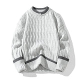 FOESCE Autumn Winter Men's Sweater Warm Knit Pullovers Fashion Loose Knitted Sweaters Men Youthful Vitality Patchwork Casual Pullovers