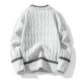 FOESCE Autumn Winter Men's Sweater Warm Knit Pullovers Fashion Loose Knitted Sweaters Men Youthful Vitality Patchwork Casual Pullovers