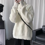 FOESCE Autumn Winter Mens Casual Turtleneck Pullover Men's Long Sleeve Rollneck Sweater Korean Style Fashion Warm Knitted Sweater