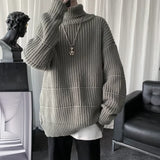 FOESCE Autumn Winter Mens Casual Turtleneck Pullover Men's Long Sleeve Rollneck Sweater Korean Style Fashion Warm Knitted Sweater
