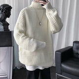 FOESCE Autumn Winter Mens Casual Turtleneck Pullover Men's Long Sleeve Rollneck Sweater Korean Style Fashion Warm Knitted Sweater