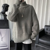 FOESCE Autumn Winter Mens Casual Turtleneck Pullover Men's Long Sleeve Rollneck Sweater Korean Style Fashion Warm Knitted Sweater