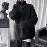 FOESCE Autumn Winter Mens Casual Turtleneck Pullover Men's Long Sleeve Rollneck Sweater Korean Style Fashion Warm Knitted Sweater