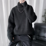 FOESCE Autumn Winter Mens Casual Turtleneck Pullover Men's Long Sleeve Rollneck Sweater Korean Style Fashion Warm Knitted Sweater
