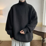 FOESCE Autumn Winter Polo/Turtle Neck Sweater Idle Style Thickened Loose-Fit Vintage Knitted Top For Casual Scene Men's Base Layer Top