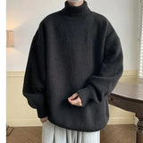 FOESCE Autumn Winter Polo/Turtle Neck Sweater Idle Style Thickened Loose-Fit Vintage Knitted Top For Casual Scene Men's Base Layer Top