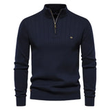 FOESCE Autumn Winter Stand-Collar Sweater Men Zipper Knit Pullovers Thick Cotton Knitwear Man Warm Jumpers Casual Sweaters Man Clothes