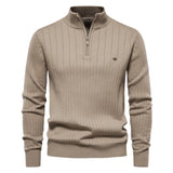 FOESCE Autumn Winter Stand-Collar Sweater Men Zipper Knit Pullovers Thick Cotton Knitwear Man Warm Jumpers Casual Sweaters Man Clothes