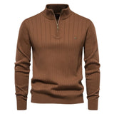 FOESCE Autumn Winter Stand-Collar Sweater Men Zipper Knit Pullovers Thick Cotton Knitwear Man Warm Jumpers Casual Sweaters Man Clothes