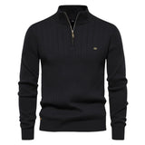 FOESCE Autumn Winter Stand-Collar Sweater Men Zipper Knit Pullovers Thick Cotton Knitwear Man Warm Jumpers Casual Sweaters Man Clothes