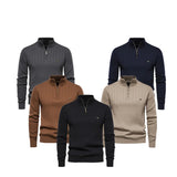 FOESCE Autumn Winter Stand-Collar Sweater Men Zipper Knit Pullovers Thick Cotton Knitwear Man Warm Jumpers Casual Sweaters Man Clothes