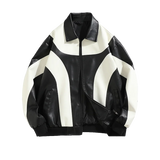 FOESCE Autumn and Winter Hip Hop Men's Faux Leather Jacket, Padded Windbreaker, Motorcycle Biker Bomber Coat Women