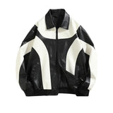 FOESCE Autumn and Winter Hip Hop Men's Faux Leather Jacket, Padded Windbreaker, Motorcycle Biker Bomber Coat Women