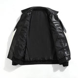 FOESCE Autumn and Winter Hip Hop Men's Faux Leather Jacket, Padded Windbreaker, Motorcycle Biker Bomber Coat Women