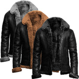FOESCE Autumn and Winter Men's Artificial Fur Integrated Long Sleeve Jacket Coat