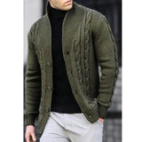 FOESCE Autumn and Winter New Men's Casual Warm Coat Sweater Cardigan Sweater Men's Long-sleeved Zipper Sweater