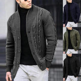 FOESCE Autumn and Winter New Men's Casual Warm Coat Sweater Cardigan Sweater Men's Long-sleeved Zipper Sweater