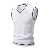 FOESCE Autumn and Winter New Men's Warm Sweater Vest Fashionable Casual College Style  Knitted Sweater