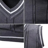 FOESCE Autumn and Winter New Men's Warm Sweater Vest Fashionable Casual College Style  Knitted Sweater