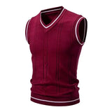 FOESCE Autumn and Winter New Men's Warm Sweater Vest Fashionable Casual College Style  Knitted Sweater