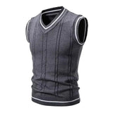 FOESCE Autumn and Winter New Men's Warm Sweater Vest Fashionable Casual College Style  Knitted Sweater