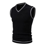 FOESCE Autumn and Winter New Men's Warm Sweater Vest Fashionable Casual College Style  Knitted Sweater