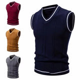 FOESCE Autumn and Winter New Men's Warm Sweater Vest Fashionable Casual College Style  Knitted Sweater