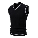 FOESCE Autumn and Winter New Men's Warm Sweater Vest Fashionable Casual College Style  Knitted Sweater